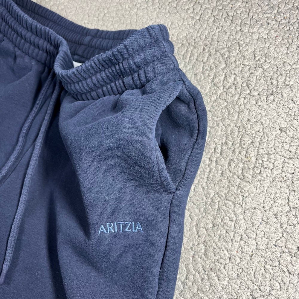 Aritzia Sweatfleece Boyfriend Fit Wide Leg Sweatpants Navy Blue XS 6440 - Picture 4 of 14